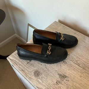 Circus by Sam Edelman Black Loafers with Gold Accents